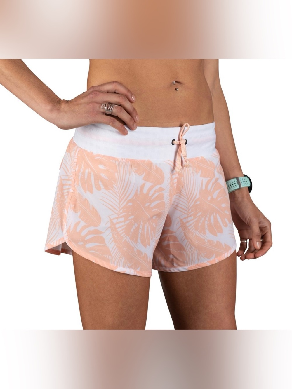 Rabbit Surf ‘N Turf 4” Running Lined Shorts Women’s Medium Orange Floral